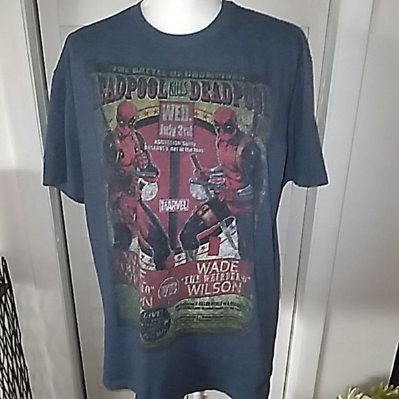 Marvel Comics Deadpool short‎ sleeve Unisex Heathered Blue T-Shirt L - Picture 2 of 5